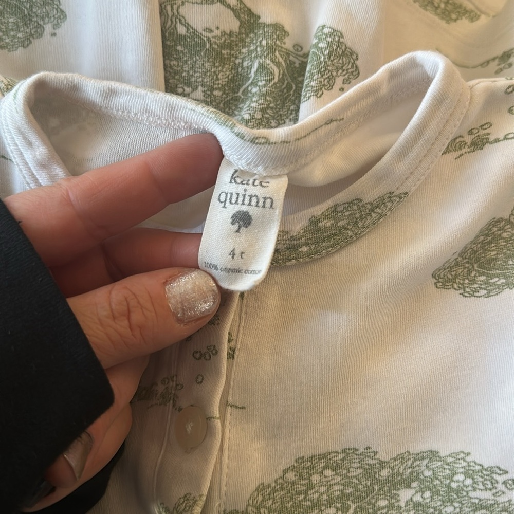 Kate Quinn Organic Green Tree Print Button Down Dress Size 4T - Picture 6 of 6
